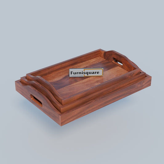 Wooden Serving Tray Set for Kitchen Accessories