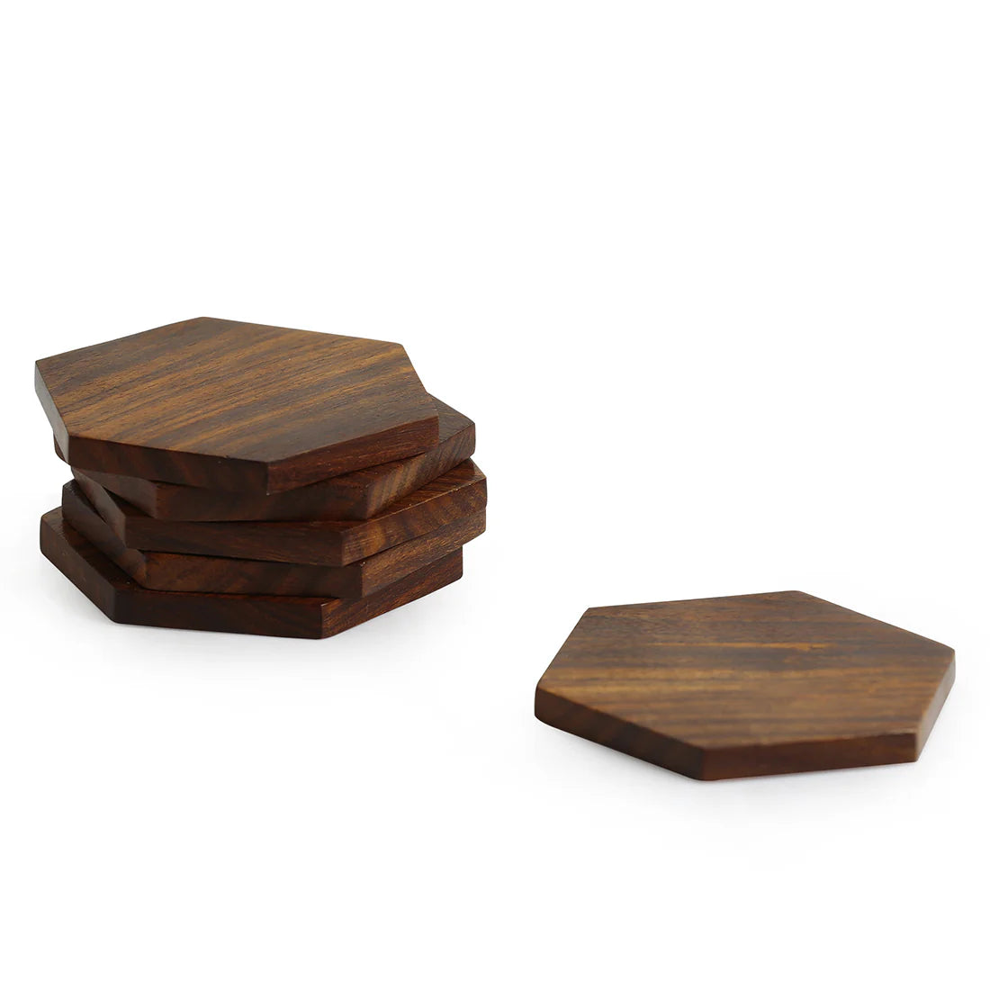 Solid Sheesham Wood Tea Coaster Set of 6