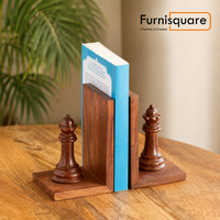 Sheesham Wood Chess Queen Bookends for Home Decor