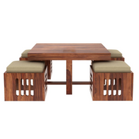 Wooden Coffee Table with 4 Stools