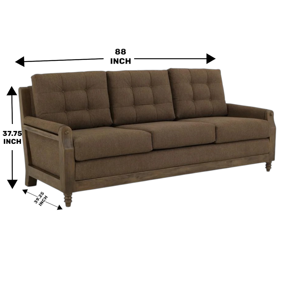 Solid Wood Upholstery 3-Seater Sofa Set for Living Room