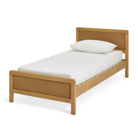 Wooden Single Bed for Kid's Bedroom in Rattan Design