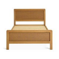 Wooden Single Bed for Kid's Bedroom in Rattan Design