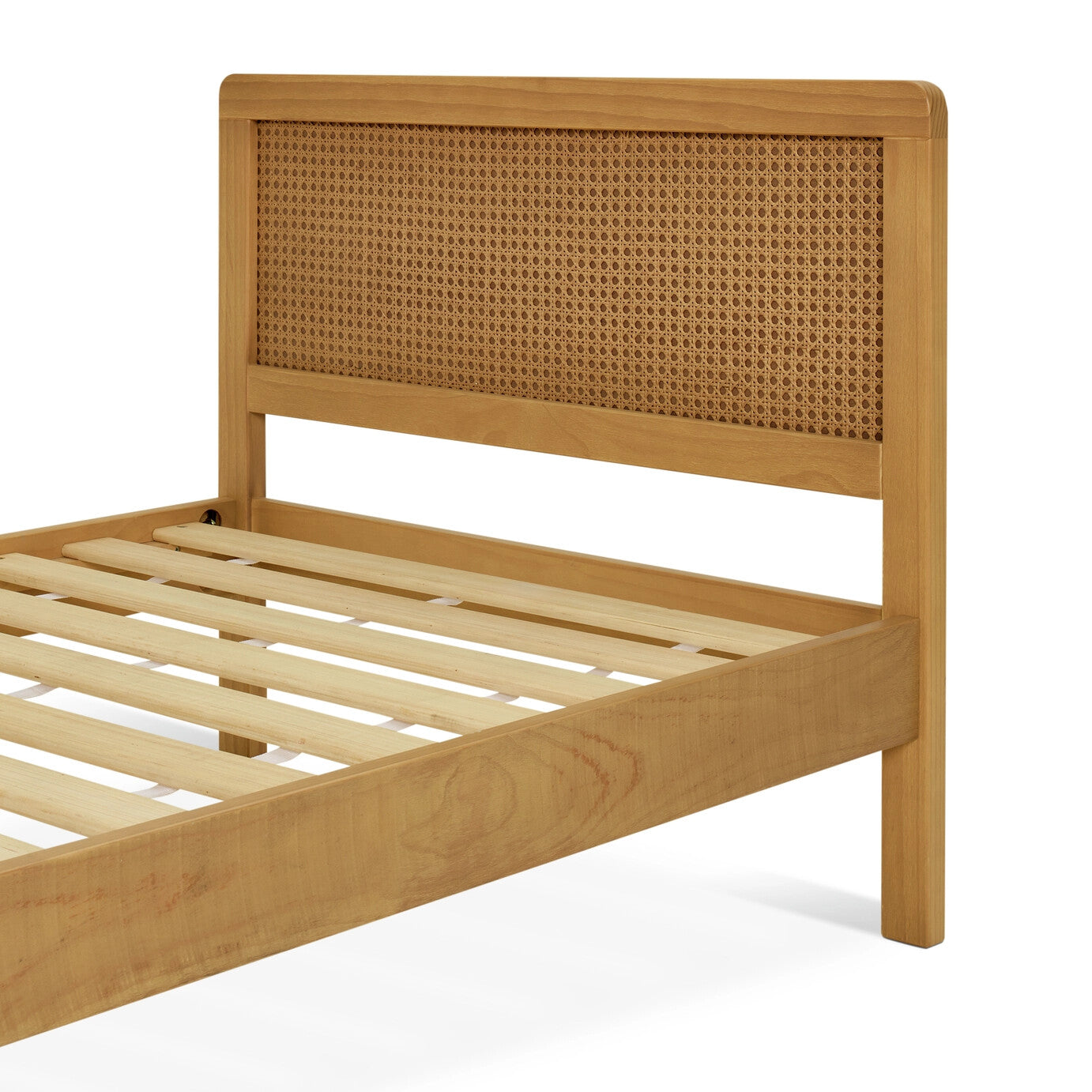 Wooden Single Bed for Kid's Bedroom in Rattan Design