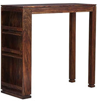 Solid Wood Long 2-Seater Bar Table with 3 Open Shelf Storage Sets for Bar Furniture
