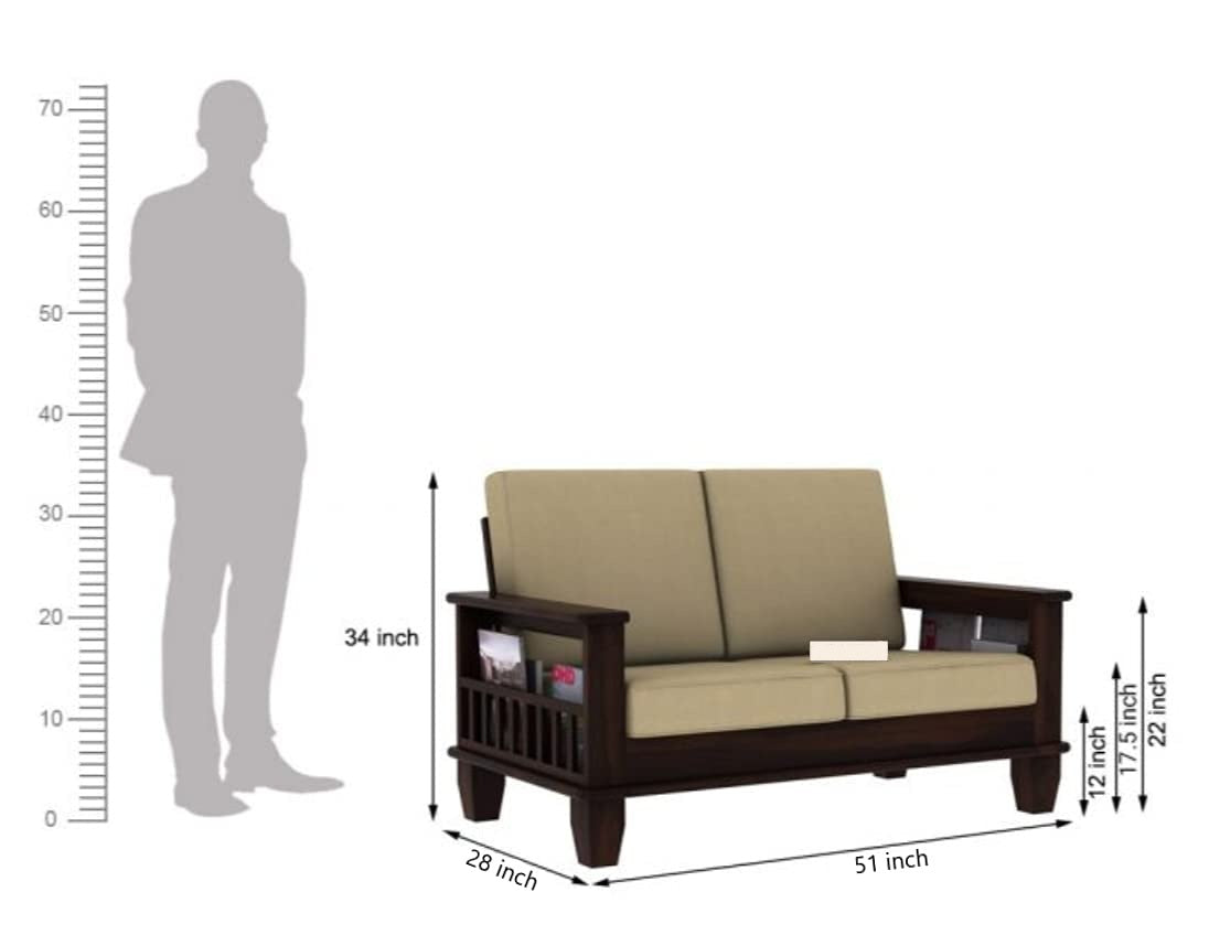 Solid Wood 2 Seater Sofa Set for Living Room
