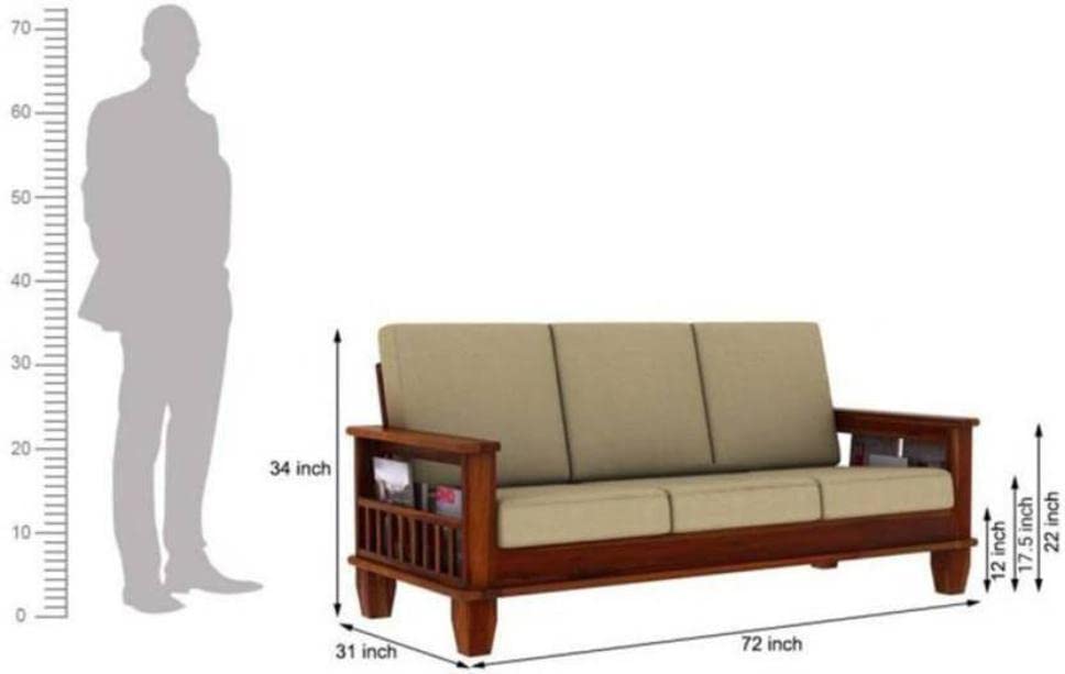 Wooden 5 Seater Sofa Set with Cushions for Living Room