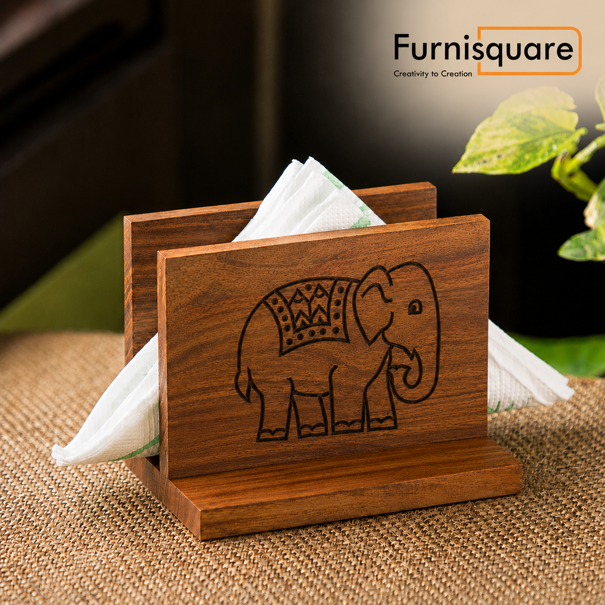 Wooden Tissue & Toothpick Holder