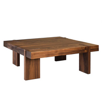 Solid Wood Square Coffee Table with Block Legs