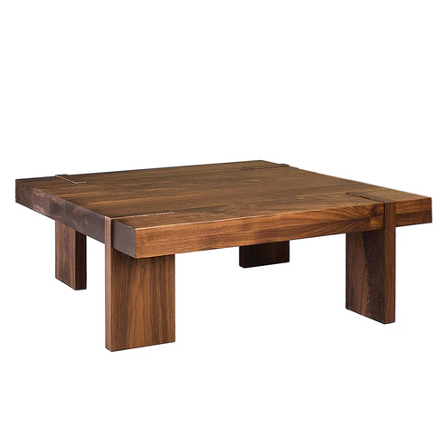 Solid Wood Square Coffee Table with Block Legs