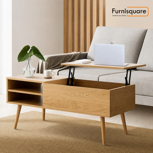 Wooden Lift-Top Coffee Table with Storage