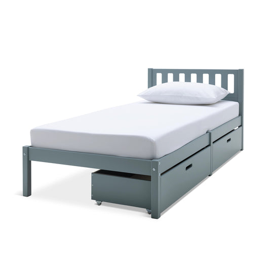 Solid Wood Single Bed with Storage Drawers