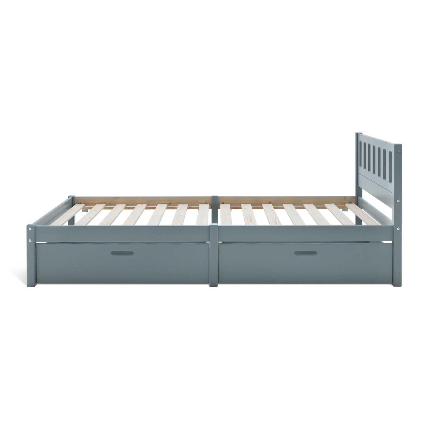 Solid Wood Single Bed with Storage Drawers