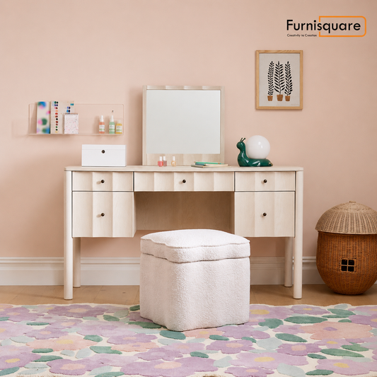 Solid Wood Dressing Table with Mirror for Bedroom