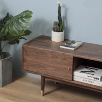 Solid Wood TV Cabinet in Natural Finish for Entertainment Space