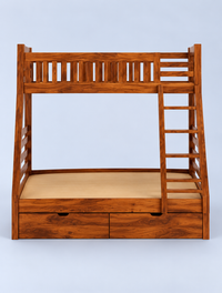 Solid Sheesham Wooden Bunk Bed with Storage Drawers