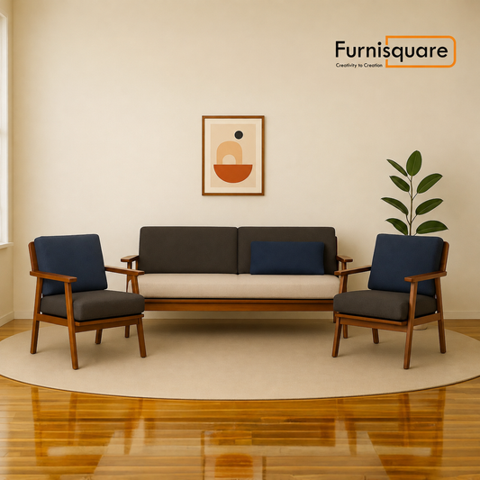 Wooden Sofa Set 5-Seater for Living Room