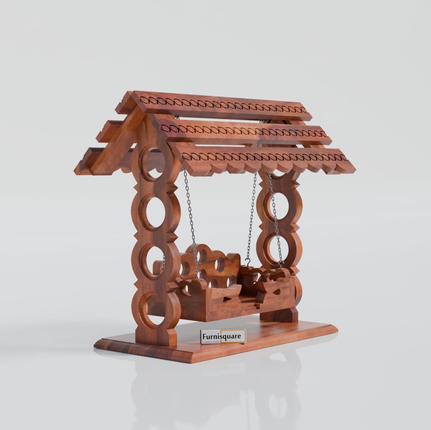 Wooden Jhula for Lord Krishna in Natural Finish