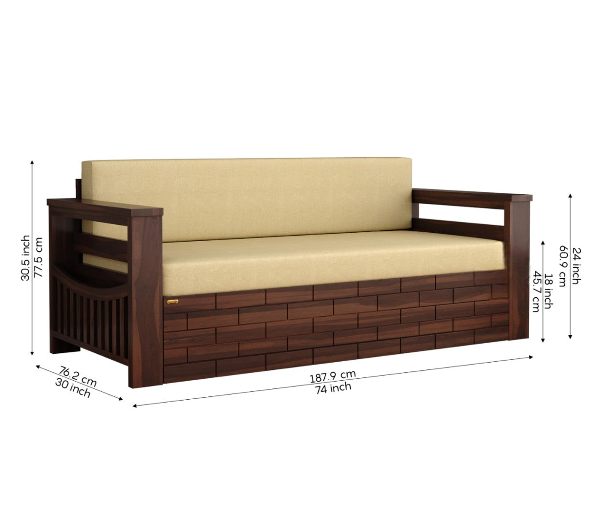 Wooden 3 Seater Sofa Cum Bed for Living Room