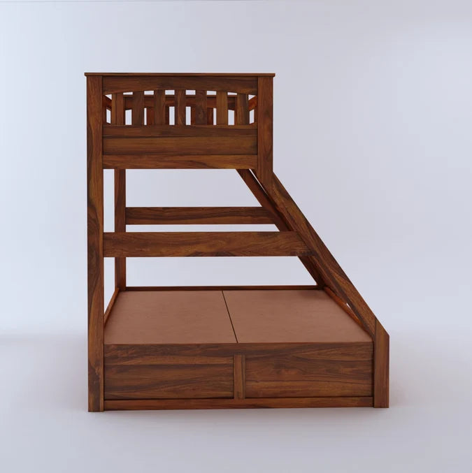Wooden Loft Bunk Bed with Double Bed & Storage Drawers
