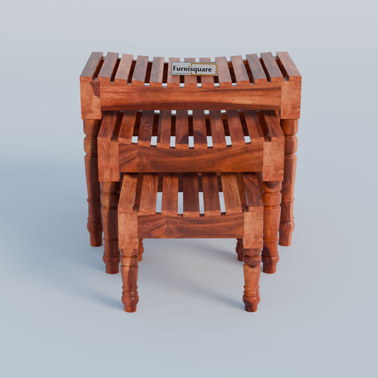 Sheesam Nesting Tables Set of 3 Stools for Decor & Living Room