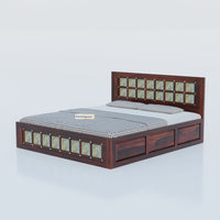 Wooden King Size Bed with Storage for Bedroom