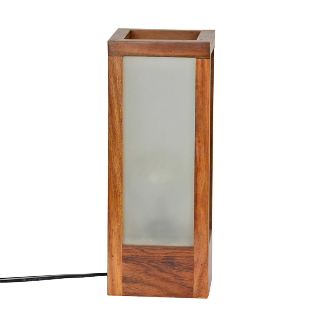 Sheesham Wood  Frosted Glass Table Lamp