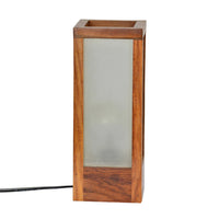 Sheesham Wood  Frosted Glass Table Lamp