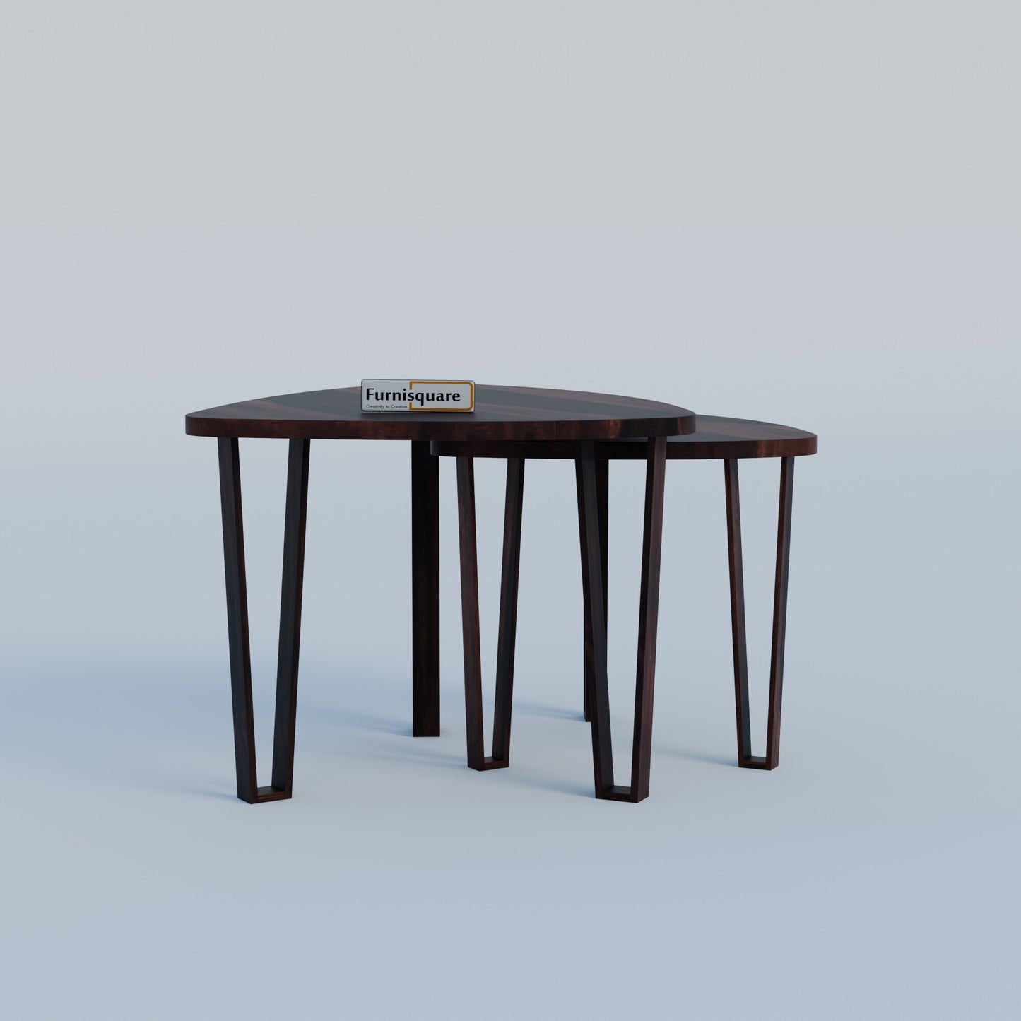 Wooden Nesting Tables Set of 2 Stools for Living Room