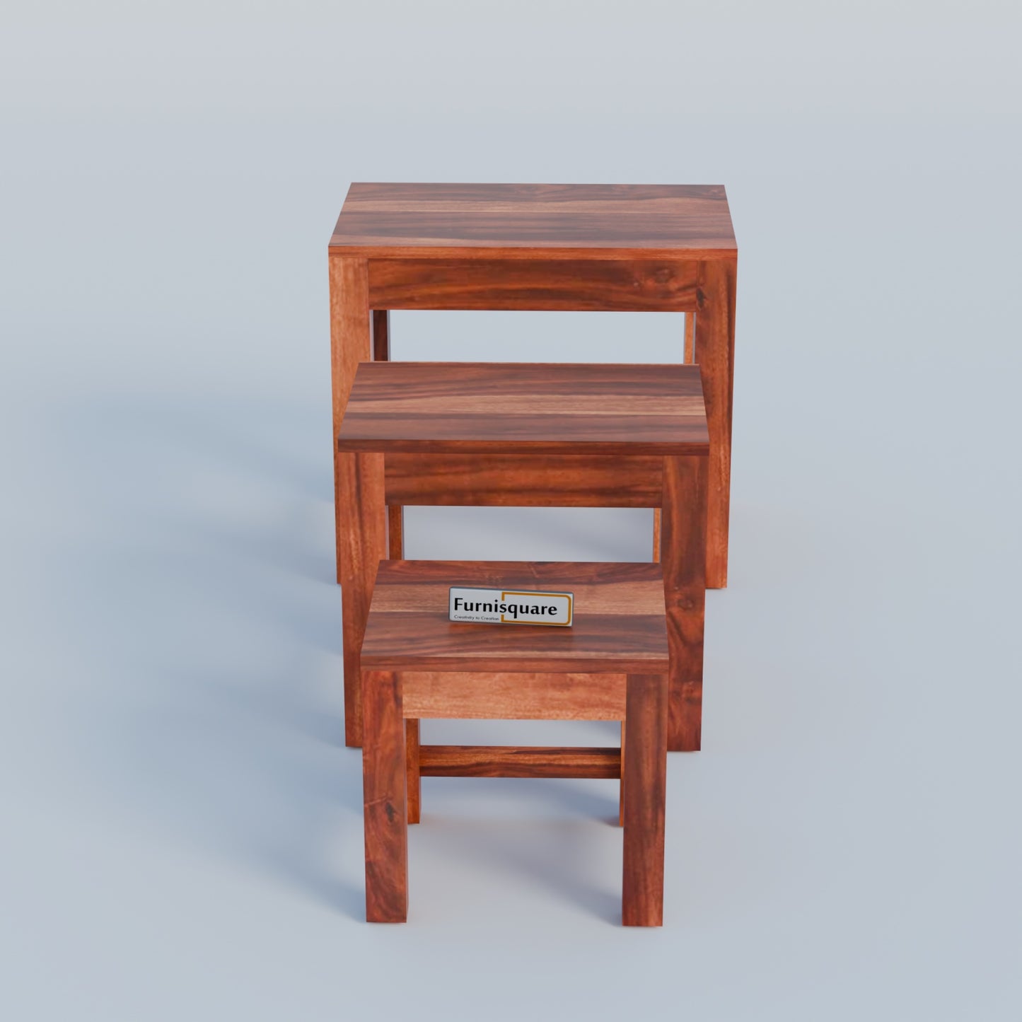 Wooden Nesting Tables Set of 3 Stools for Decor & Living Room