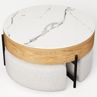 Solid Wood 4-Piece Ottoman & Lift-Top Coffee Table Set