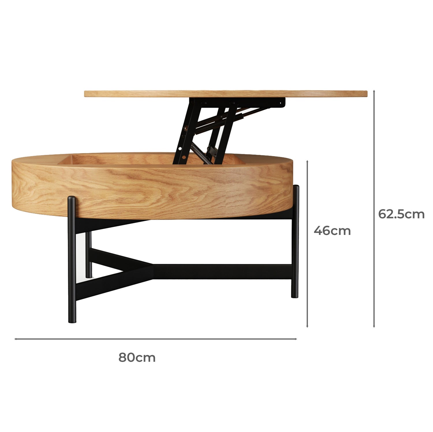 Solid Wood 4-Piece Ottoman & Lift-Top Coffee Table Set
