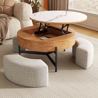 Solid Wood 4-Piece Ottoman & Lift-Top Coffee Table Set
