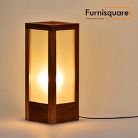 Sheesham Wood Frosted Glass Table Lamp