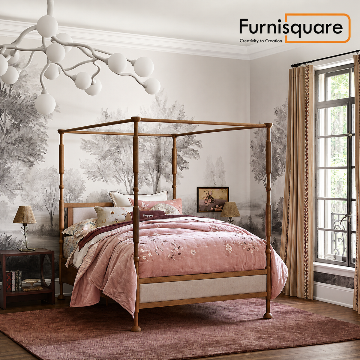 Solid Wood Poster Bed for Bedroom