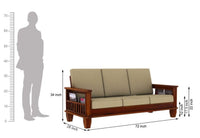 Wooden 3 Seater Sofa Set with Cushion for Living Room