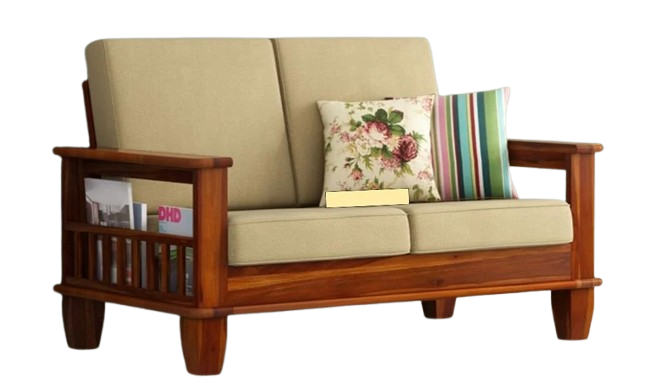 Solid Wood 2 Seater Sofa Set for Living Room