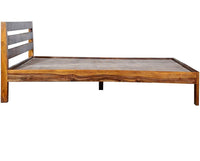 Solid Sheesham Wooden Double Bed with Slatted Headboard