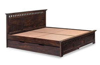 Sheesham Solid Wood King Size Kuber Bed with Drawer Trolley Storage for Beautiful Bedroom and House