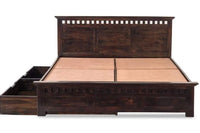 Sheesham Solid Wood King Size Kuber Bed with Drawer Trolley Storage for Beautiful Bedroom and House
