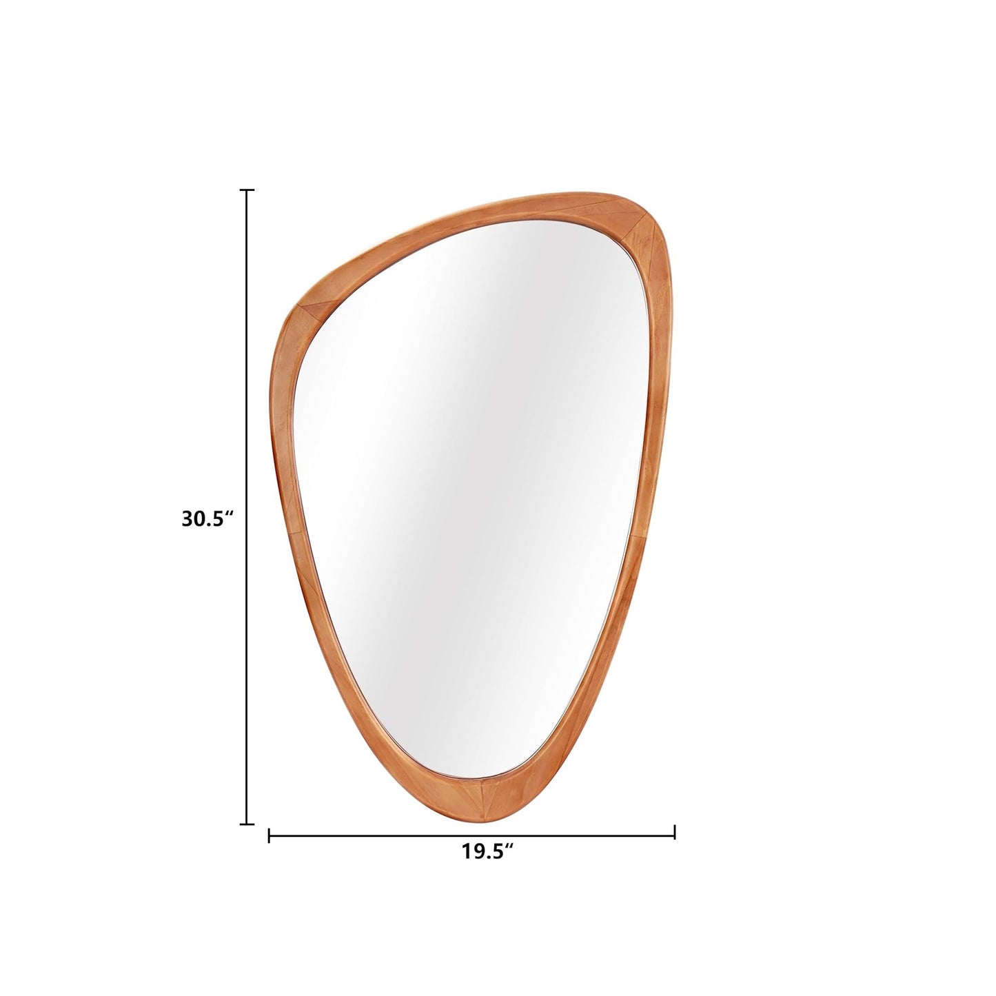 Wooden Wall Mirror in Asymmetrical Organic-Shaped
