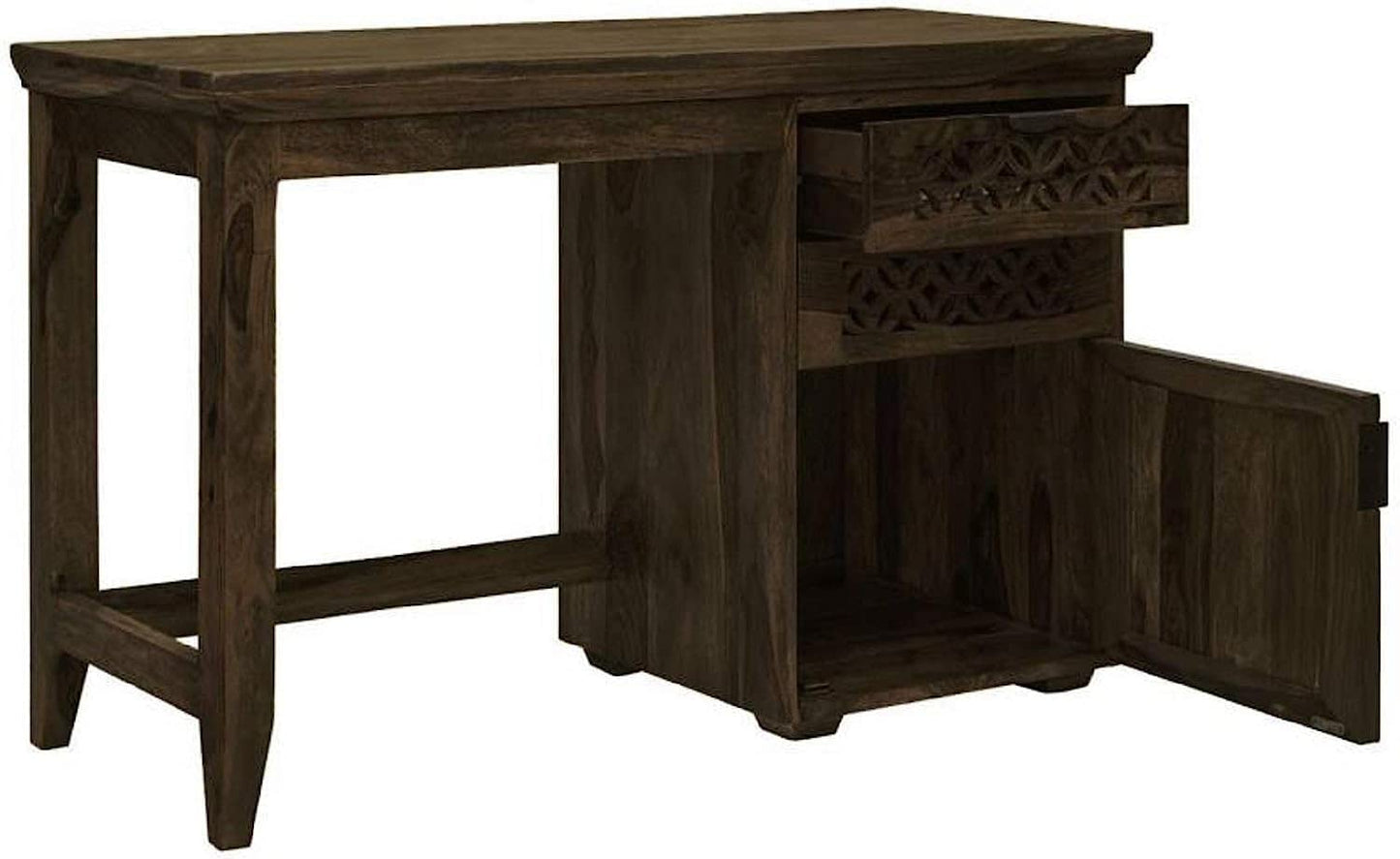 Wooden Study Table with Drawers Storage in Walnut Finish