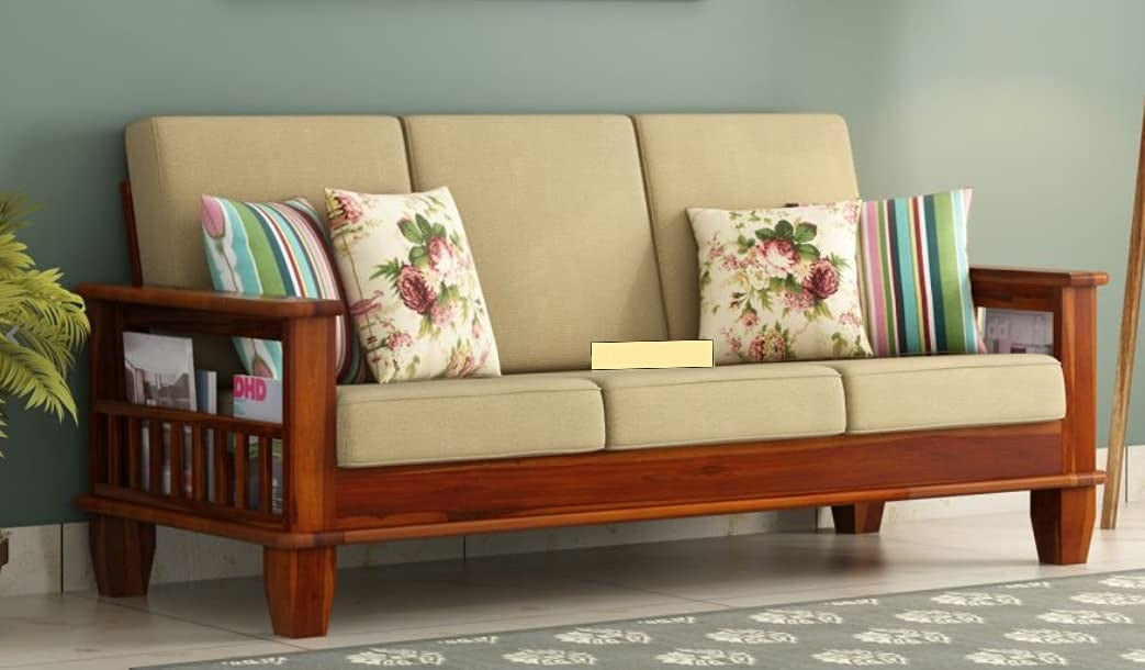 Wooden 3 Seater Sofa Set with Cushion for Living Room