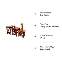 Wooden Nesting Tables Set of 3 Stools for Decor