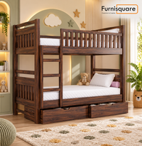 Wooden Bunk Bed with Underbed Storage Drawers
