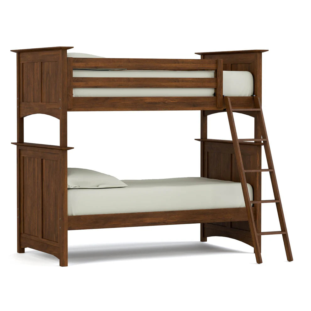 Wooden Bunk Bed with Angled Ladder