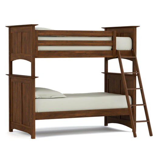Wooden Bunk Bed with Angled Ladder
