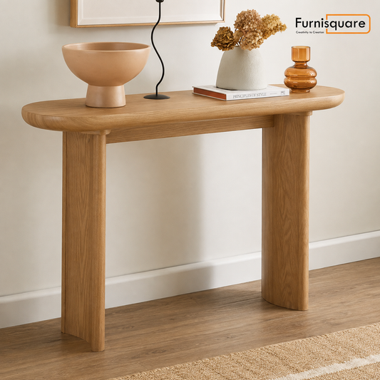 Solid Wood Console Table with Curved Leg for Living Room
