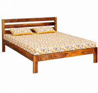 Solid Sheesham Wooden Double Bed with Slatted Headboard