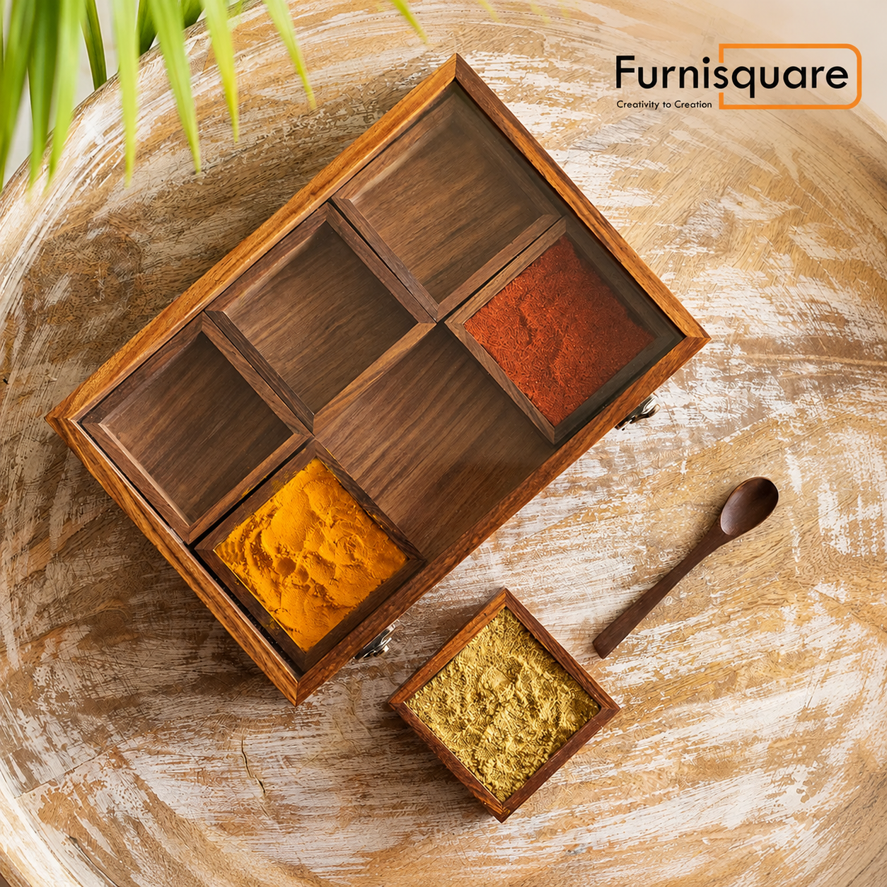 Sheesham Wood Spice Box with Spoon